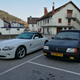 Monday morning. My 1987 Peugeot 205 CTi convertible on the right. What you see on the bonnet is ice, not peeling clearcoat.